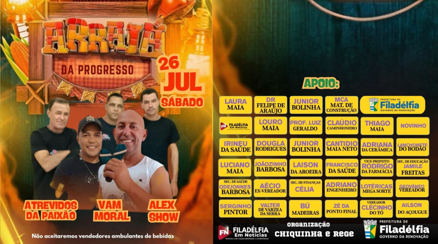 Agora é pra valer! Arraiá da Progresso acontece no dia 26 de julho, sábado