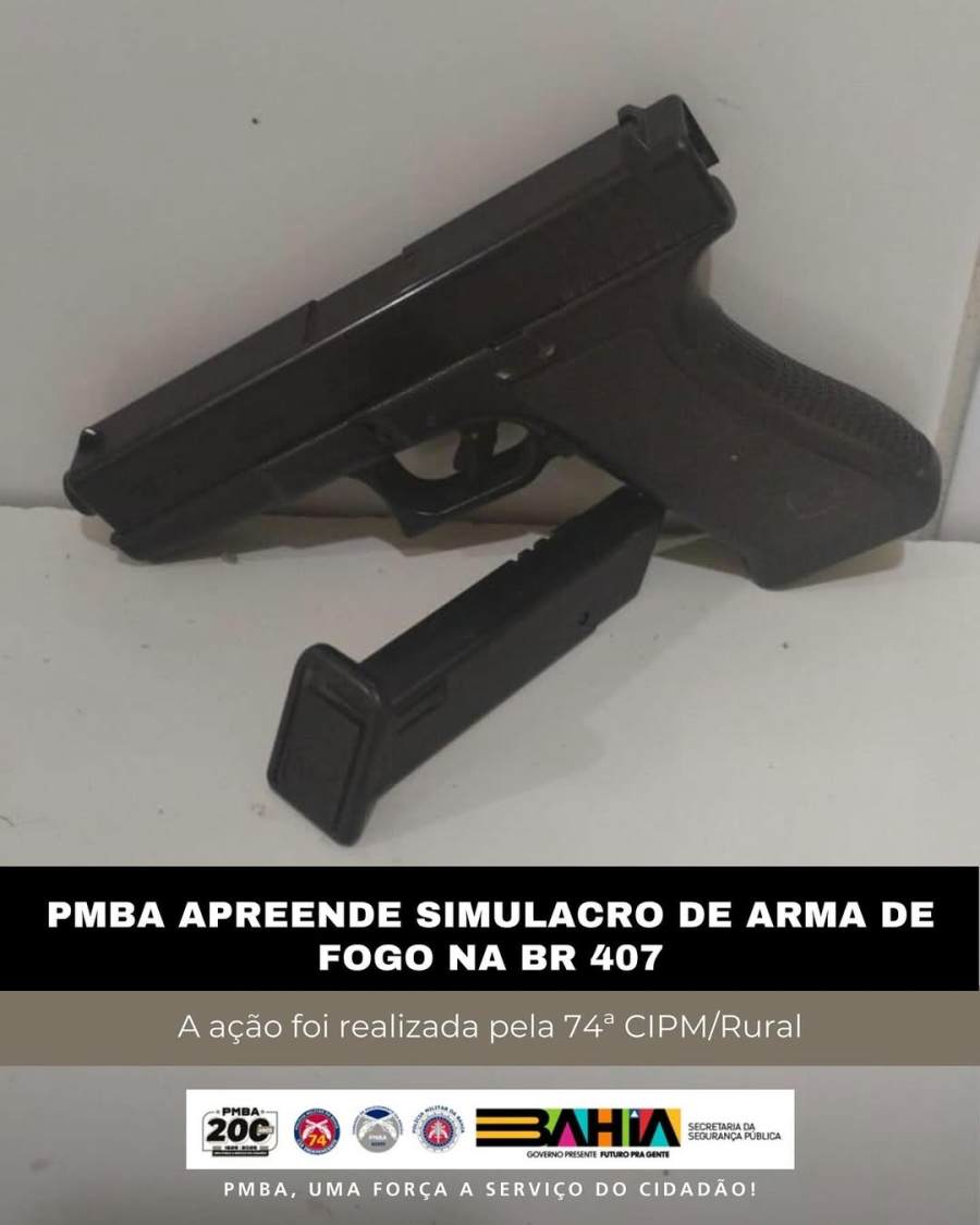 PMBA, ATRAVÉS DA 74ª CIPM/RURAL, APREENDE SIMULACRO DE ARMA DE FOGO NA BR 407