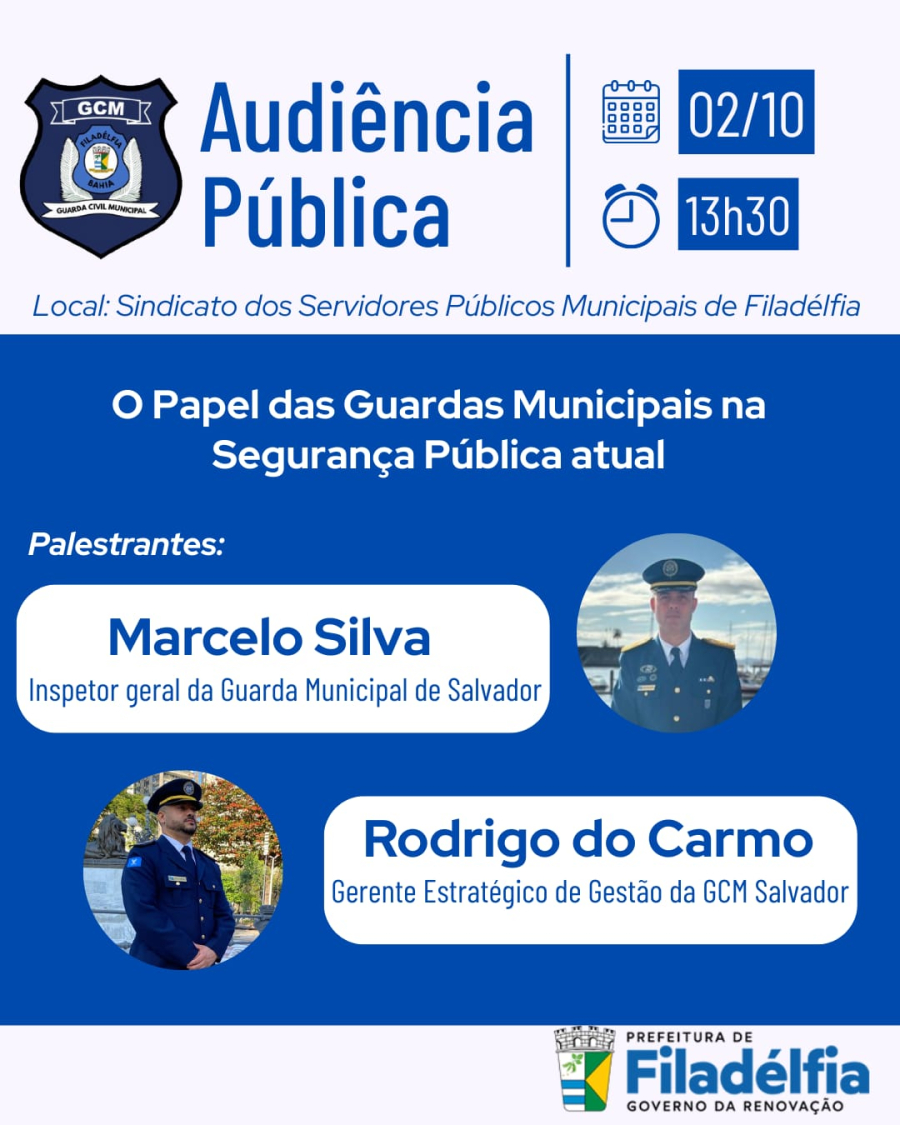 Filadélfia realiza Audiência Pública sobre o papel das Guardas Municipais na Segurança Pública