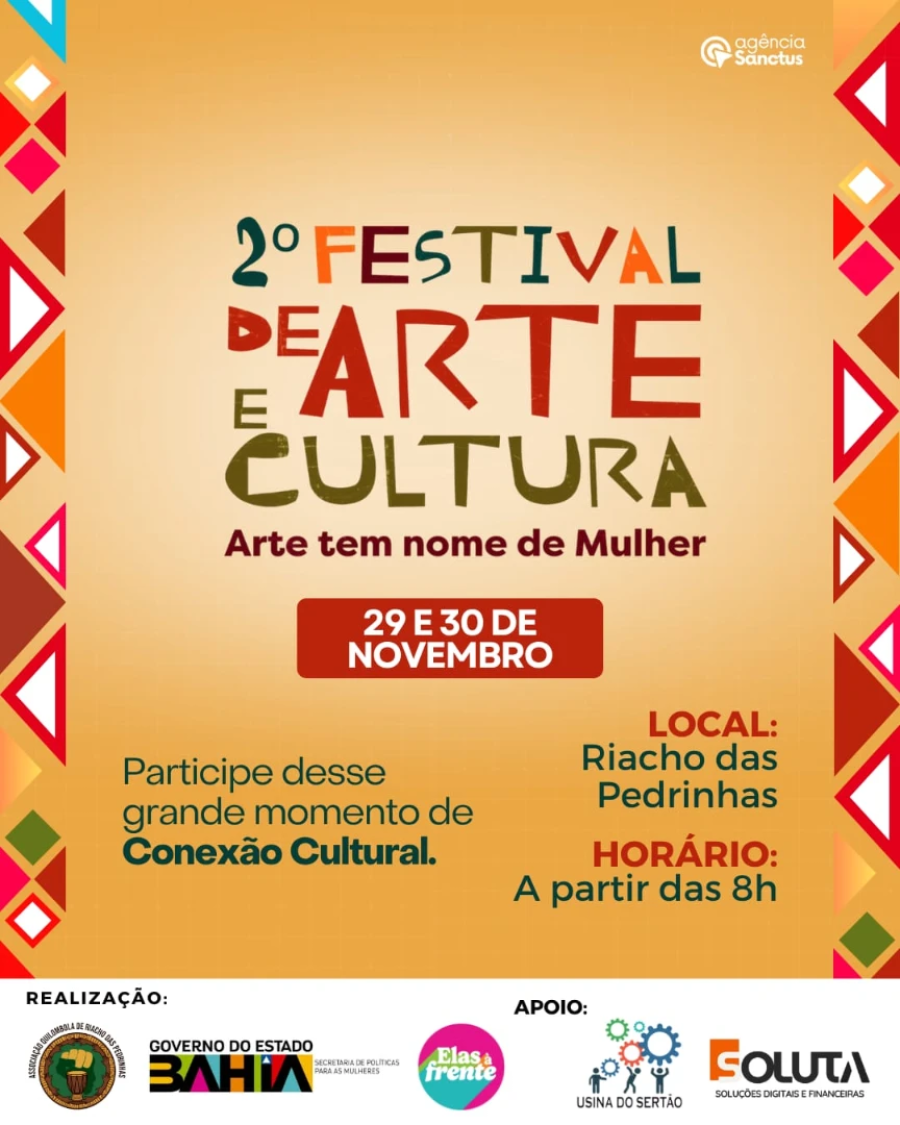 2º Festival de Arte e Cultura movimenta Riacho das Pedrinhas nos dias 29 e 30 de novembro