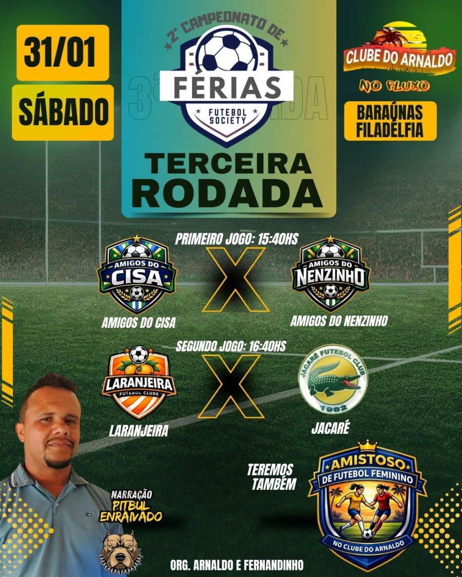 Terceira rodada do Campeonato de Férias movimenta o Clube do Arnaldo neste sábado
