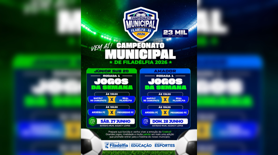Vem aí o Campeonato Municipal de Filadélfia 2026
