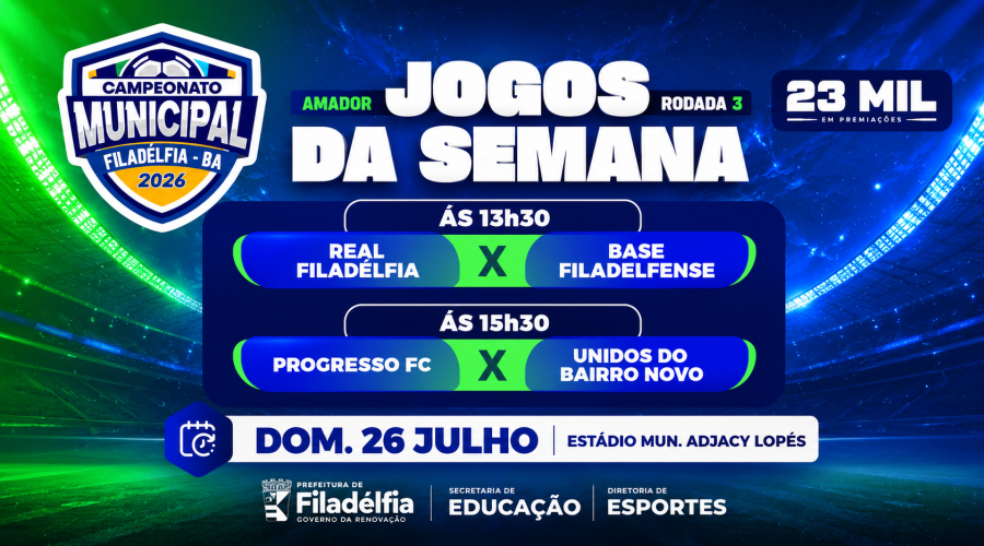 3ª Rodada promete grandes emoções no Campeonato Municipal de Filadélfia 2026