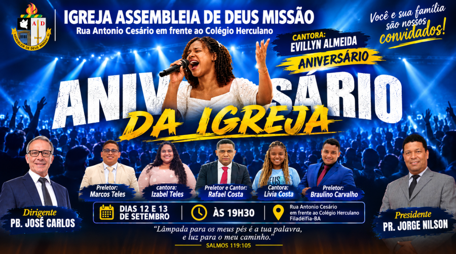 Igreja Assembleia de Deus Missão promove dois dias de celebração com programação especial em Filadélfia