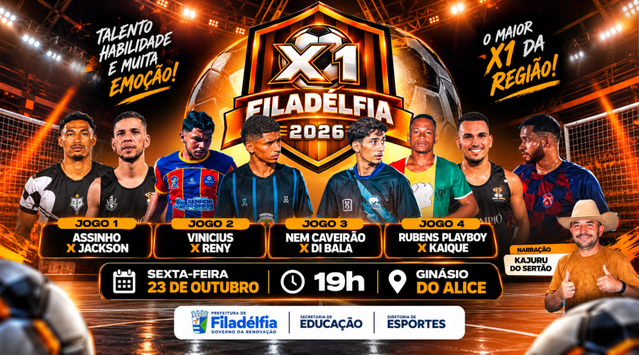 X1 Filadélfia 2026 promete agitar a cidade nesta sexta-feira (23) com grandes duelos no Ginásio do Alice